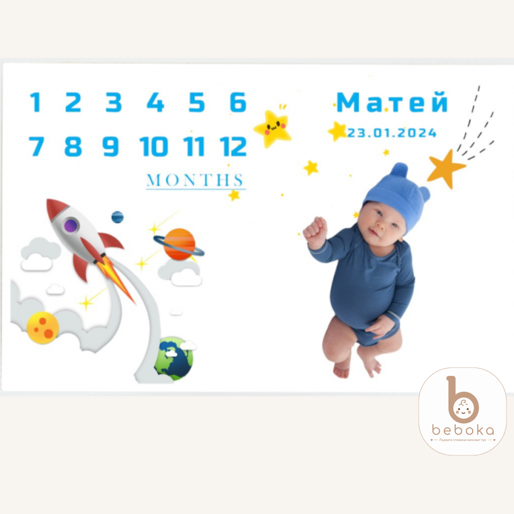 [BEB-9763] Персонализирано килимче за месечинка Космос