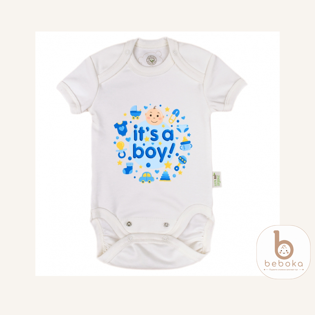 Персонализирано бебешко боди- Baby Boy (0-3 месеца/56 размер)